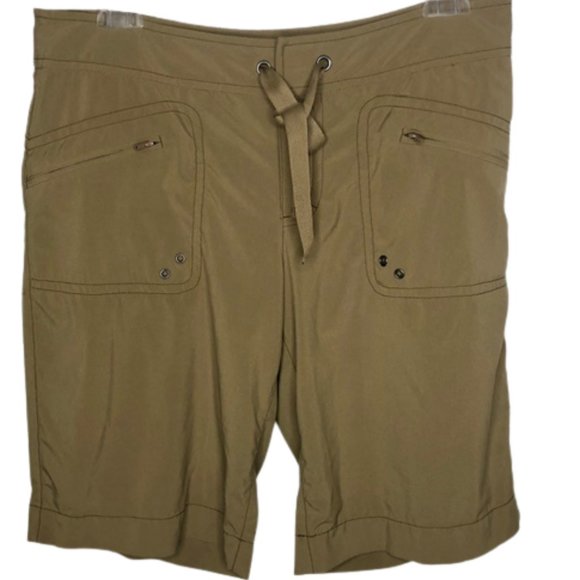 Athleta Silky Breeze Bermuda Shorts Drawstring Waist - Khaki - 10